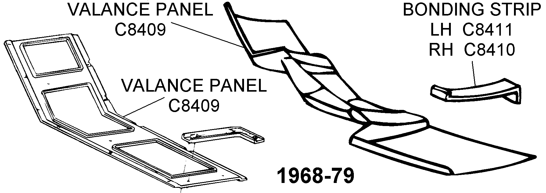 1968 79 Valance Panels Diagram View Chicago Corvette Supply