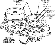 1956-57 Dual Quad Assembly Diagram Thumbnail