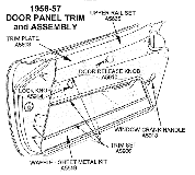 1956-57 Door Panel Trim Assembly Diagram Thumbnail