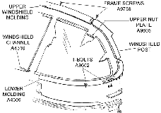 Windshield Weatherstrip and Components Diagram Thumbnail