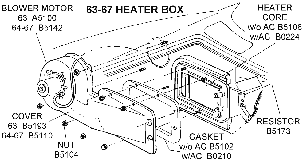 1963-67 Heater Box Diagram Thumbnail