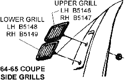 1964-65 Coupe Side Grills Diagram Thumbnail