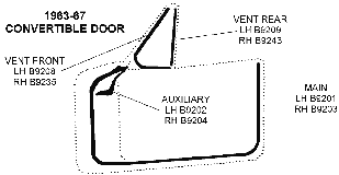 1963-67 Convertible Door Diagram Thumbnail