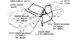 Coupe Door Weatherstrip Diagram Thumbnail