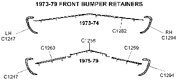 1973-79 Front Bumper Retainers Diagram Thumbnail