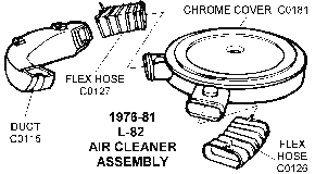1976-81 L82 Air Cleaner Assembly Diagram Thumbnail