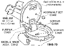 1968-70 Gas Door Assembly Diagram Thumbnail