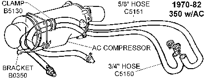 1970-82 350 w/AC Hoses and Related Diagram Thumbnail
