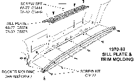 1970-82 Sill Plate Trim Molding Diagram Thumbnail