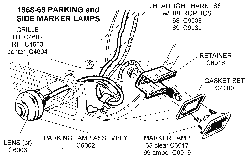 1968-69 Parking and Side Marker Lamps Diagram Thumbnail