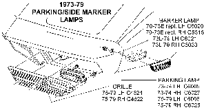 1973-79 Parking and Side Marker Lamps Diagram Thumbnail