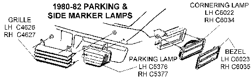 1980-82 Parking and Side Marker Lamps Diagram Thumbnail