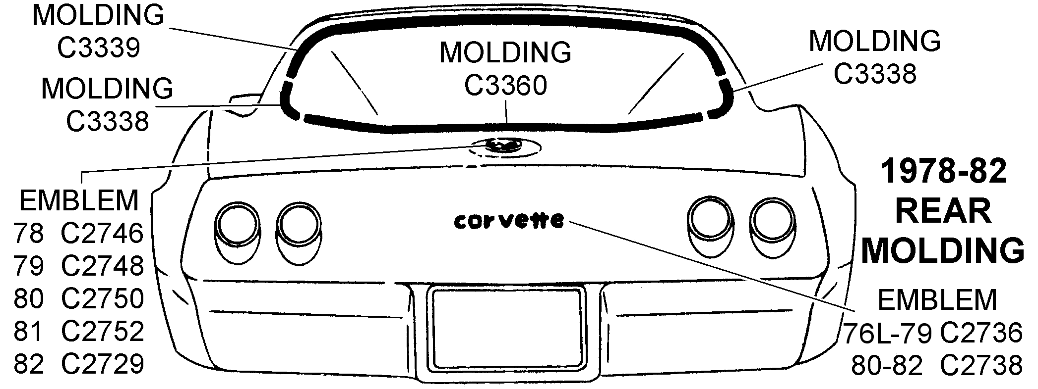 1978-82 REAR MOLDING - DIAGRAM Diagram Thumbnail