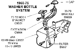 1968-75 Washer Bottle System Diagram Thumbnail